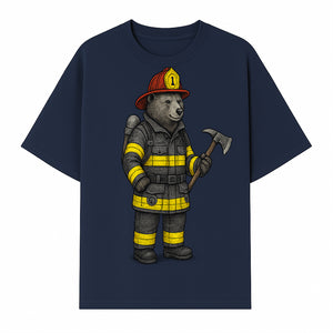 Firefighter Bear Illustration, Cute Cartoon Bear in Firefighting Gear with Axe, Animal-Themed Home Decor, Unique Gift Idea - T-shirt 1757912428934.jpg