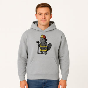 Funny Beaver Firefighter Graphic Tee | Cute Animal Fireman T-Shirt | Kids & Adults | Perfect Gift for Firefighters & Animal Lovers - Hoodie 1757912429374.jpg