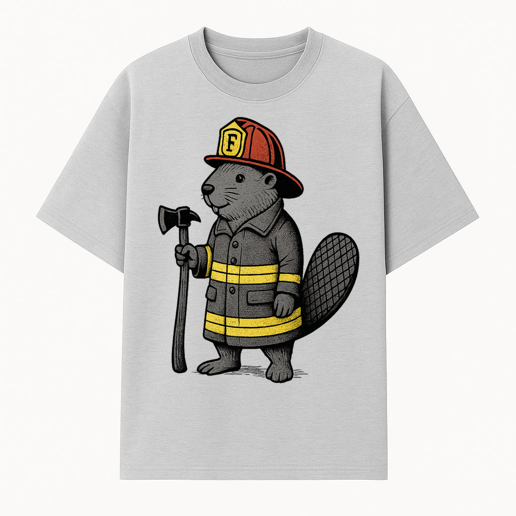 Funny Beaver Firefighter Graphic Tee | Cute Animal Fireman T-Shirt | Kids & Adults | Perfect Gift for Firefighters & Animal Lovers - T-shirt 1757912429689.jpg
