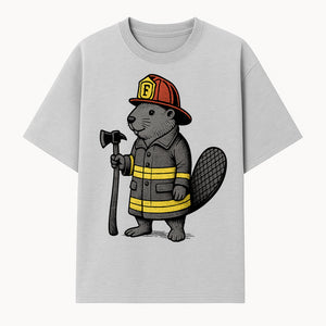 Funny Beaver Firefighter Graphic Tee | Cute Animal Fireman T-Shirt | Kids & Adults | Perfect Gift for Firefighters & Animal Lovers - T-shirt 1757912429689.jpg