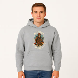 Bigfoot Firefighter T-Shirt | Funny Sasquatch Graphic Tee | Fireman Bigfoot Design | Unique Gift for Firefighters and Nature Lovers - Hoodie 1757912429846.jpg