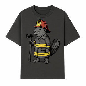 Funny Beaver Firefighter Graphic Tee | Cute Animal Fireman T-Shirt | Kids & Adults | Perfect Gift for Firefighters & Animal Lovers - T-shirt 1757912429974.jpg