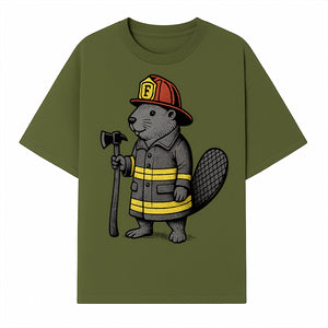 Funny Beaver Firefighter Graphic Tee | Cute Animal Fireman T-Shirt | Kids & Adults | Perfect Gift for Firefighters & Animal Lovers - T-shirt 1757912430110.jpg