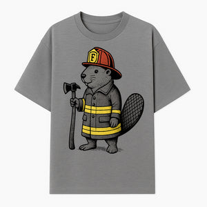 Funny Beaver Firefighter Graphic Tee | Cute Animal Fireman T-Shirt | Kids & Adults | Perfect Gift for Firefighters & Animal Lovers - T-shirt 1757912430294.jpg
