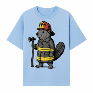 Funny Beaver Firefighter Graphic Tee | Cute Animal Fireman T-Shirt | Kids & Adults | Perfect Gift for Firefighters & Animal Lovers - T-shirt 1757912430435.jpg
