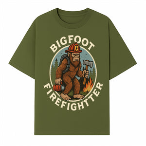 Bigfoot Firefighter T-Shirt | Funny Sasquatch Graphic Tee | Fireman Bigfoot Design | Unique Gift for Firefighters and Nature Lovers - T-shirt 1757912430649.jpg