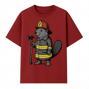 Funny Beaver Firefighter Graphic Tee | Cute Animal Fireman T-Shirt | Kids & Adults | Perfect Gift for Firefighters & Animal Lovers - T-shirt 1757912430756.jpg
