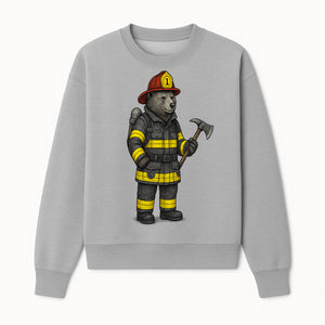 Firefighter Bear Illustration, Cute Cartoon Bear in Firefighting Gear with Axe, Animal-Themed Home Decor, Unique Gift Idea - Sweatshirt 1757912430797.jpg