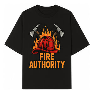 Firefighter Helmet and Axes Graphic Tee - Fire Authority, Flames Design, Firefighter Gift, Emergency Services Apparel - T-shirt 1757912430818.jpg
