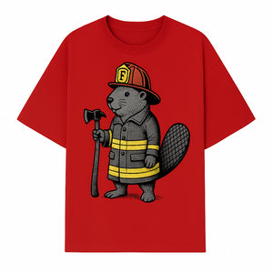 Funny Beaver Firefighter Graphic Tee | Cute Animal Fireman T-Shirt | Kids & Adults | Perfect Gift for Firefighters & Animal Lovers - T-shirt 1757912431071.jpg