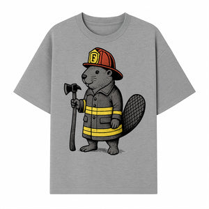 Funny Beaver Firefighter Graphic Tee | Cute Animal Fireman T-Shirt | Kids & Adults | Perfect Gift for Firefighters & Animal Lovers - T-shirt 1757912431209.jpg