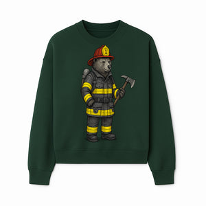 Firefighter Bear Illustration, Cute Cartoon Bear in Firefighting Gear with Axe, Animal-Themed Home Decor, Unique Gift Idea - Sweatshirt 1757912431260.jpg