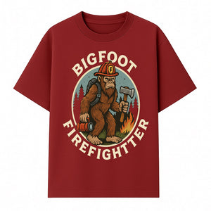 Bigfoot Firefighter T-Shirt | Funny Sasquatch Graphic Tee | Fireman Bigfoot Design | Unique Gift for Firefighters and Nature Lovers - T-shirt 1757912431333.jpg