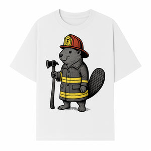 Funny Beaver Firefighter Graphic Tee | Cute Animal Fireman T-Shirt | Kids & Adults | Perfect Gift for Firefighters & Animal Lovers - T-shirt 1757912431394.jpg