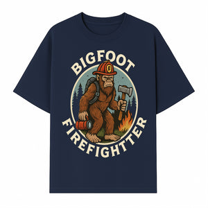 Bigfoot Firefighter T-Shirt | Funny Sasquatch Graphic Tee | Fireman Bigfoot Design | Unique Gift for Firefighters and Nature Lovers - T-shirt 1757912431519.jpg