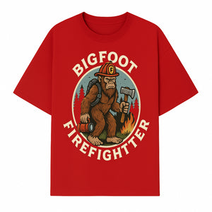 Bigfoot Firefighter T-Shirt | Funny Sasquatch Graphic Tee | Fireman Bigfoot Design | Unique Gift for Firefighters and Nature Lovers - T-shirt 1757912431666.jpg