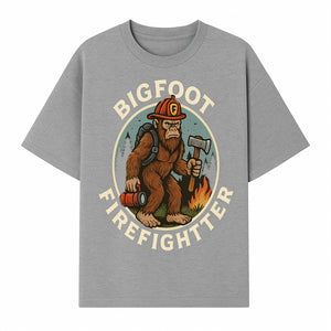 Bigfoot Firefighter T-Shirt | Funny Sasquatch Graphic Tee | Fireman Bigfoot Design | Unique Gift for Firefighters and Nature Lovers - T-shirt 1757912431820.jpg
