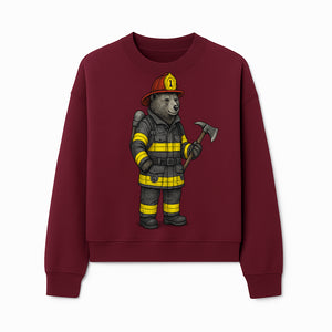 Firefighter Bear Illustration, Cute Cartoon Bear in Firefighting Gear with Axe, Animal-Themed Home Decor, Unique Gift Idea - Sweatshirt 1757912431943.jpg