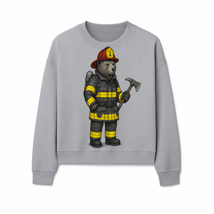 Firefighter Bear Illustration, Cute Cartoon Bear in Firefighting Gear with Axe, Animal-Themed Home Decor, Unique Gift Idea - Sweatshirt 1757912432346.jpg