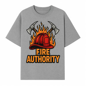 Firefighter Helmet and Axes Graphic Tee - Fire Authority, Flames Design, Firefighter Gift, Emergency Services Apparel - T-shirt 1757912432346.jpg