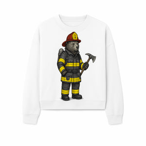 Firefighter Bear Illustration, Cute Cartoon Bear in Firefighting Gear with Axe, Animal-Themed Home Decor, Unique Gift Idea - Sweatshirt 1757912432520.jpg