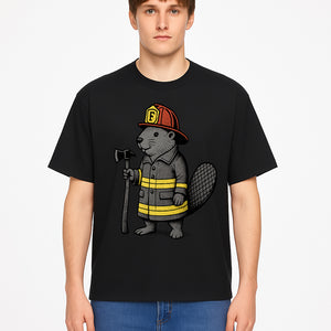 Funny Beaver Firefighter Graphic Tee | Cute Animal Fireman T-Shirt | Kids & Adults | Perfect Gift for Firefighters & Animal Lovers - T-shirt 1757912432538.jpg