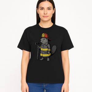 Funny Beaver Firefighter Graphic Tee | Cute Animal Fireman T-Shirt | Kids & Adults | Perfect Gift for Firefighters & Animal Lovers - T-shirt 1757912432684.jpg