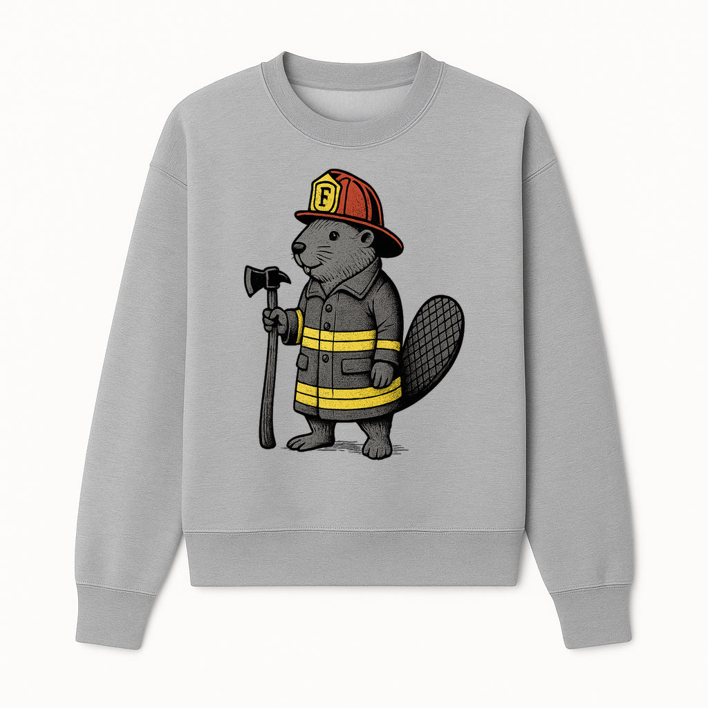 Funny Beaver Firefighter Graphic Tee | Cute Animal Fireman T-Shirt | Kids & Adults | Perfect Gift for Firefighters & Animal Lovers - Sweatshirt 1757912432829.jpg