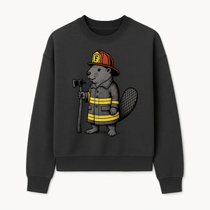 Funny Beaver Firefighter Graphic Tee | Cute Animal Fireman T-Shirt | Kids & Adults | Perfect Gift for Firefighters & Animal Lovers - Sweatshirt 1757912433151.jpg
