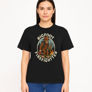 Bigfoot Firefighter T-Shirt | Funny Sasquatch Graphic Tee | Fireman Bigfoot Design | Unique Gift for Firefighters and Nature Lovers - T-shirt 1757912433277.jpg