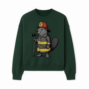 Funny Beaver Firefighter Graphic Tee | Cute Animal Fireman T-Shirt | Kids & Adults | Perfect Gift for Firefighters & Animal Lovers - Sweatshirt 1757912433289.jpg