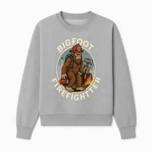 Bigfoot Firefighter T-Shirt | Funny Sasquatch Graphic Tee | Fireman Bigfoot Design | Unique Gift for Firefighters and Nature Lovers - Sweatshirt 1757912433456.jpg