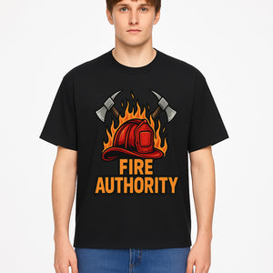 Firefighter Helmet and Axes Graphic Tee - Fire Authority, Flames Design, Firefighter Gift, Emergency Services Apparel - T-shirt 1757912433700.jpg