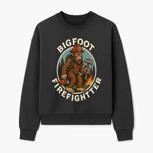 Bigfoot Firefighter T-Shirt | Funny Sasquatch Graphic Tee | Fireman Bigfoot Design | Unique Gift for Firefighters and Nature Lovers - Sweatshirt 1757912433815.jpg