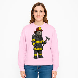Firefighter Bear Illustration, Cute Cartoon Bear in Firefighting Gear with Axe, Animal-Themed Home Decor, Unique Gift Idea - Sweatshirt 1757912433840.jpg