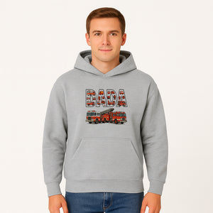 Firefighter Dad Graphic Tee, Cute Fire Truck Design, Father's Day Gift, Fireman Apparel, Unique Dad Shirt for Firefighters - Hoodie 1757912433877.jpg