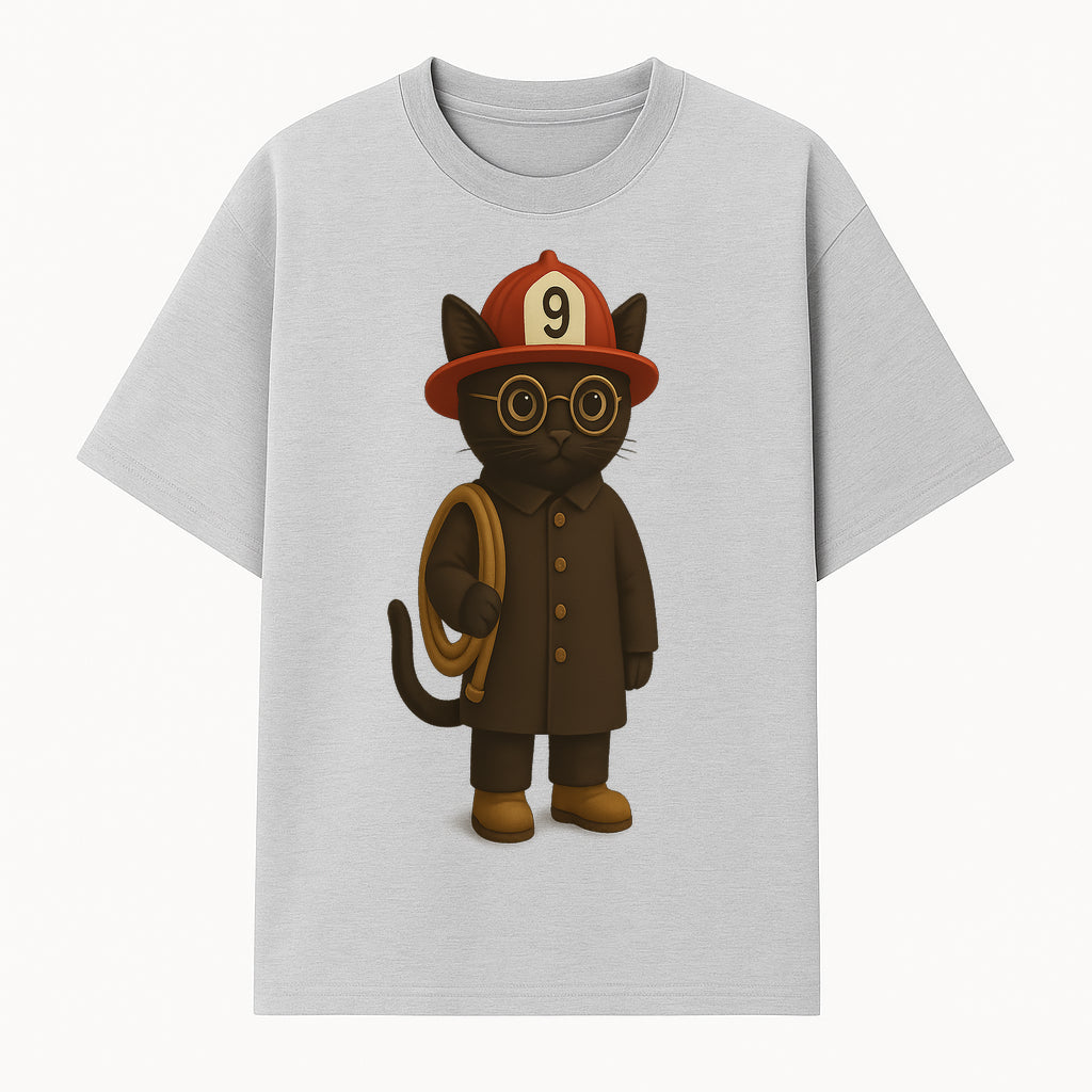 Adorable Firefighter Cat Figurine with Hat and Hose, Cute Home Decor for Cat Lovers, Kids, or Animal Enthusiasts - T-shirt 1757912434016.jpg