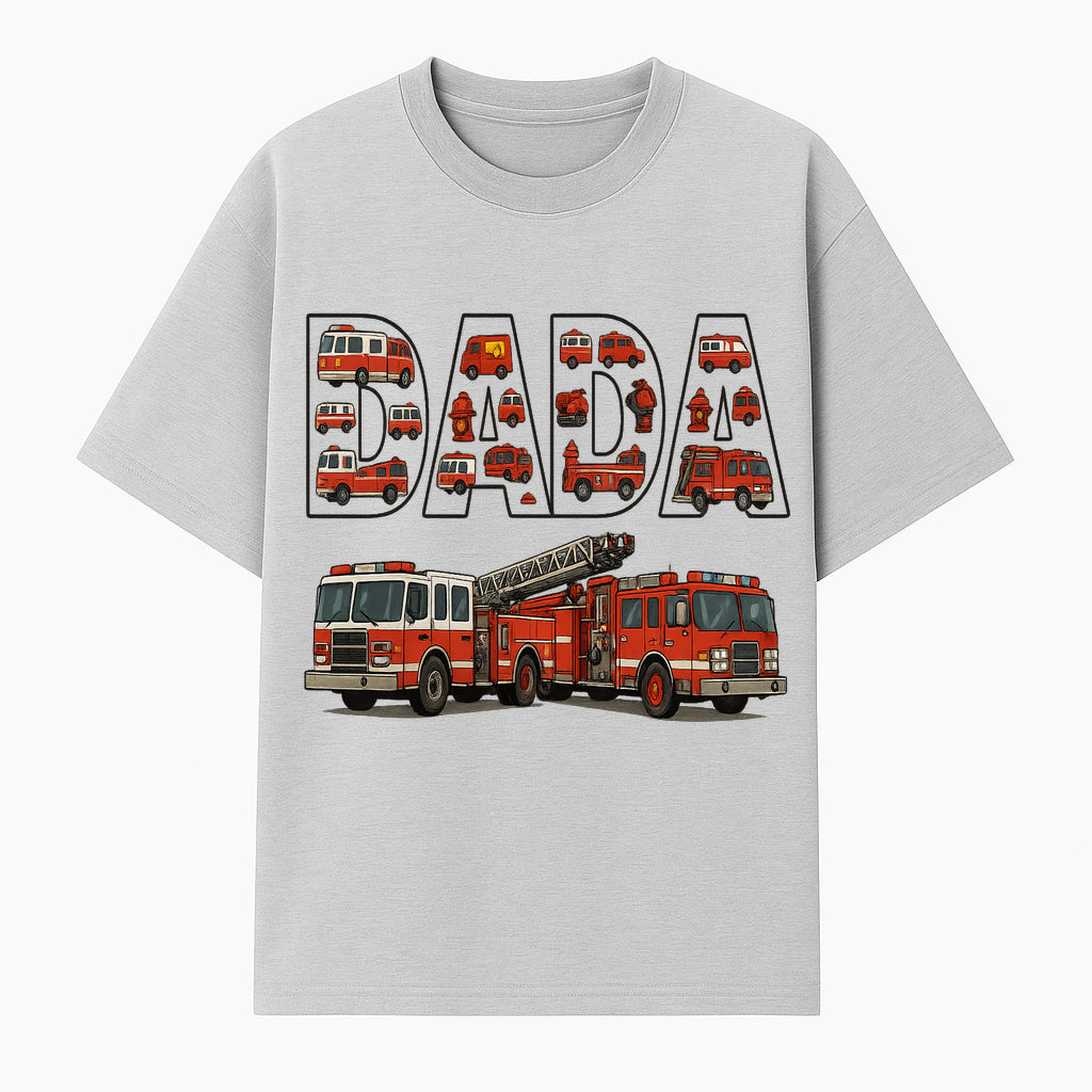 Firefighter Dad Graphic Tee, Cute Fire Truck Design, Father's Day Gift, Fireman Apparel, Unique Dad Shirt for Firefighters - T-shirt 1757912434175.jpg