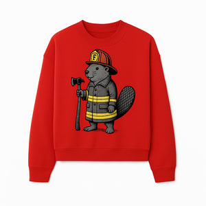 Funny Beaver Firefighter Graphic Tee | Cute Animal Fireman T-Shirt | Kids & Adults | Perfect Gift for Firefighters & Animal Lovers - Sweatshirt 1757912434187.jpg