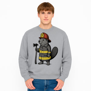 Funny Beaver Firefighter Graphic Tee | Cute Animal Fireman T-Shirt | Kids & Adults | Perfect Gift for Firefighters & Animal Lovers - Sweatshirt 1757912435646.jpg