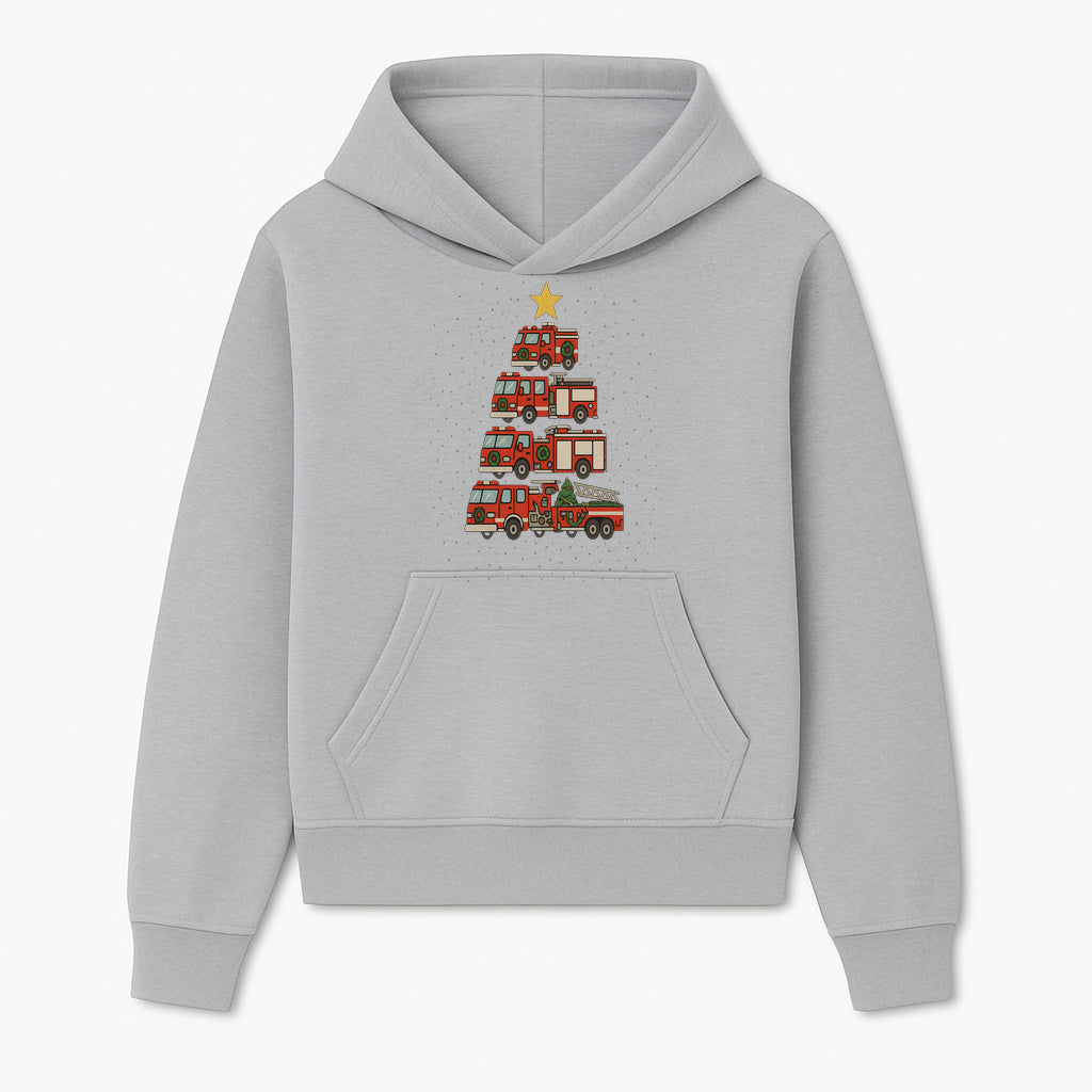 Fire Truck Christmas Tree Decorative Art Print - Festive Holiday Decor for Firefighter Fans and Christmas Enthusiasts - Hoodie 1757912436381.jpg