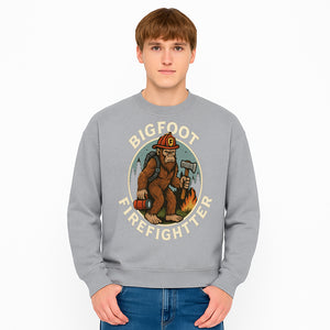 Bigfoot Firefighter T-Shirt | Funny Sasquatch Graphic Tee | Fireman Bigfoot Design | Unique Gift for Firefighters and Nature Lovers - Sweatshirt 1757912436431.jpg