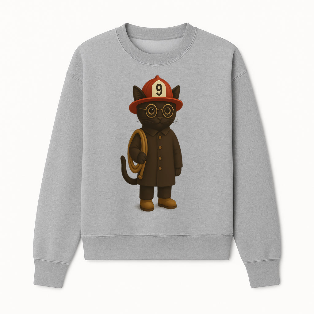 Adorable Firefighter Cat Figurine with Hat and Hose, Cute Home Decor for Cat Lovers, Kids, or Animal Enthusiasts - Sweatshirt 1757912437237.jpg