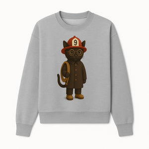 Adorable Firefighter Cat Figurine with Hat and Hose, Cute Home Decor for Cat Lovers, Kids, or Animal Enthusiasts - Sweatshirt 1757912437237.jpg