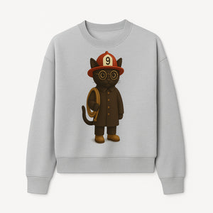 Adorable Firefighter Cat Figurine with Hat and Hose, Cute Home Decor for Cat Lovers, Kids, or Animal Enthusiasts - Sweatshirt 1757912437905.jpg