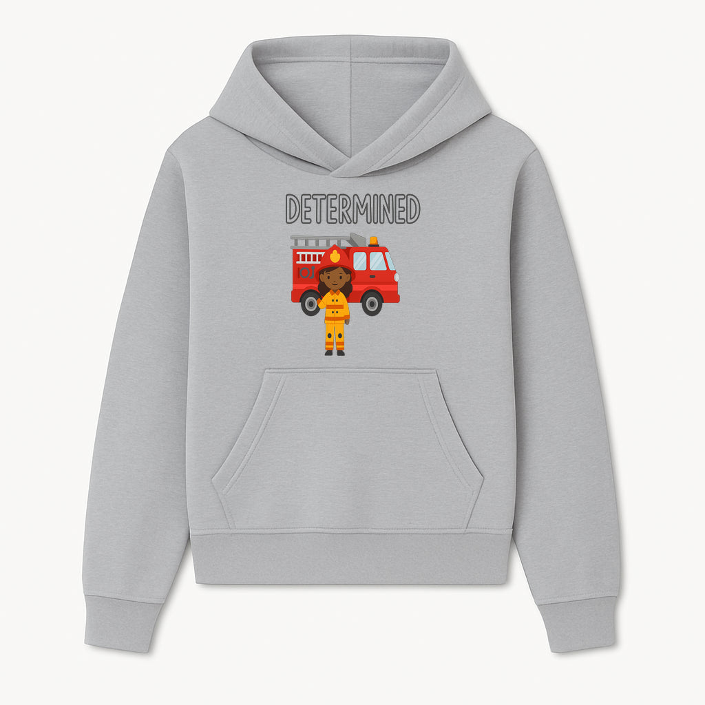 Determined Firefighter Cartoon Art Print - Kids Room Decor, Fire Truck Wall Art, Inspirational Children's Artwork - Hoodie 1757912438050.jpg