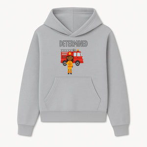 Determined Firefighter Cartoon Art Print - Kids Room Decor, Fire Truck Wall Art, Inspirational Children's Artwork - Hoodie 1757912438050.jpg