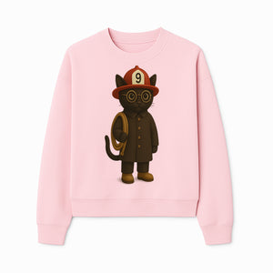 Adorable Firefighter Cat Figurine with Hat and Hose, Cute Home Decor for Cat Lovers, Kids, or Animal Enthusiasts - Sweatshirt 1757912438216.jpg