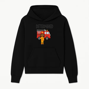 Determined Firefighter Cartoon Art Print - Kids Room Decor, Fire Truck Wall Art, Inspirational Children's Artwork - Hoodie 1757912438227.jpg