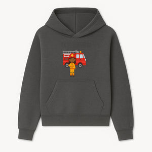 Determined Firefighter Cartoon Art Print - Kids Room Decor, Fire Truck Wall Art, Inspirational Children's Artwork - Hoodie 1757912438389.jpg